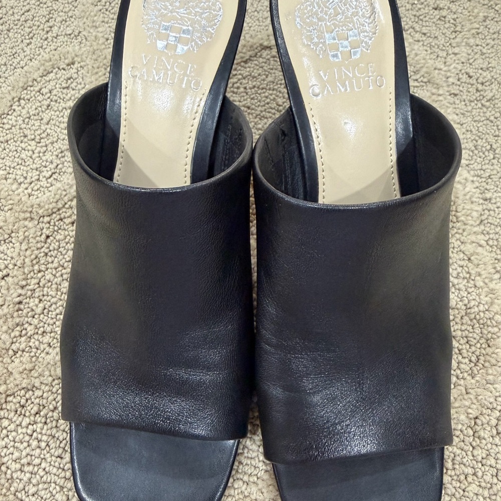 Vince Camuto Black Leather Mules